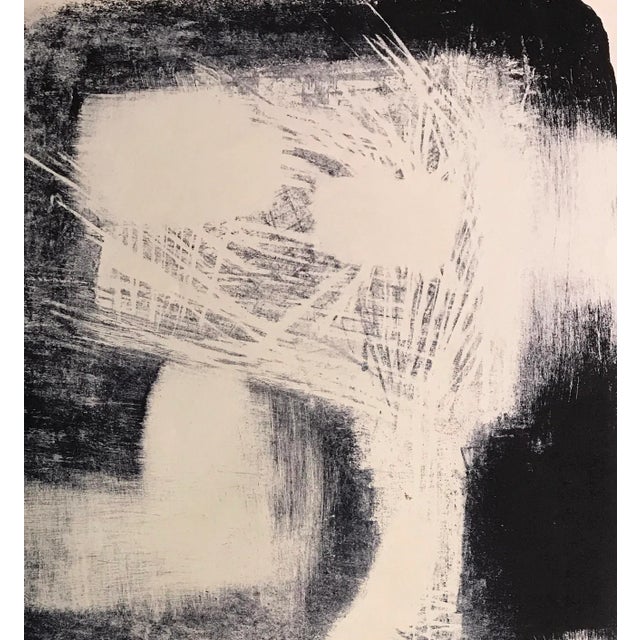 Abstract 1950's Stone Lithograph Black and White Abstract San Francisco Artist For Sale - Image 3 of 6