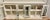 Stylish Organic Aged White Finished Wood and Glass Sideboard, six doors with elongated black metal pulls, six shelves,...