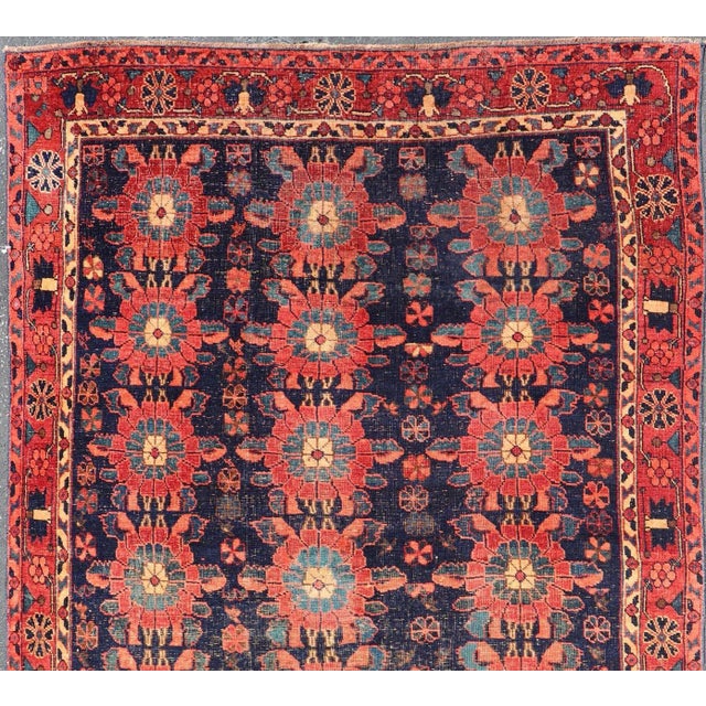 Antique Persian Bidjar Rug with All-Over Floral Motifs in Red and Blue. Keivan Woven Arts / EMBC-9699-13819, country of...