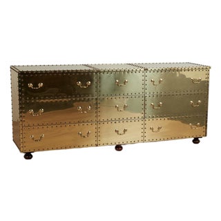 Vintage Sarreid Style Brass Triple Dresser For Sale