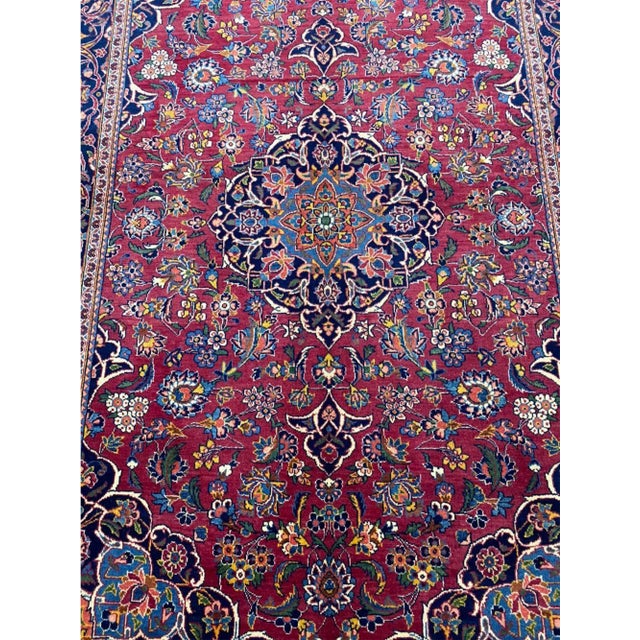 Textile 1950s Old Persian Kashan Area Rug 4x7 For Sale - Image 7 of 7
