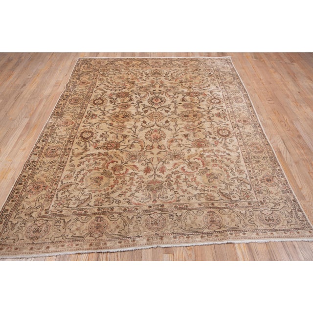 Doris Leslie Blau Antique Tabriz Allover Floral Cream Beige Rug - c. 1920 For Sale In New York - Image 6 of 7