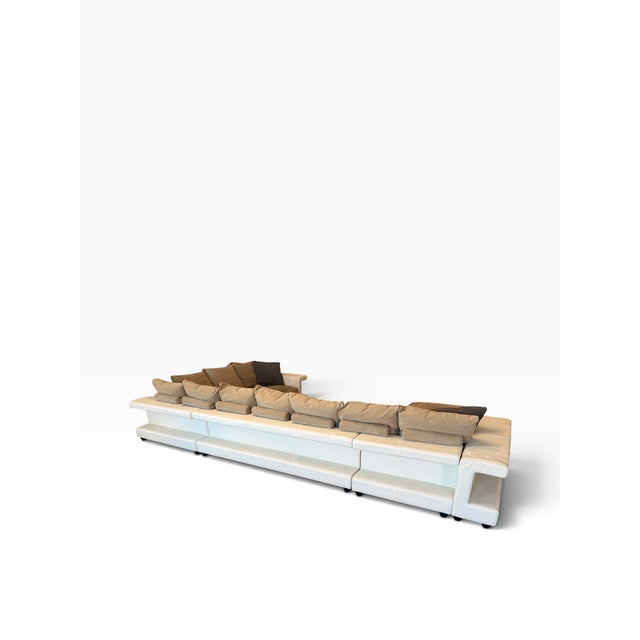 Contemporary Roche Bobois Monumental White Leather & Suede U-Shaped Sectional Sofa For Sale - Image 3 of 17