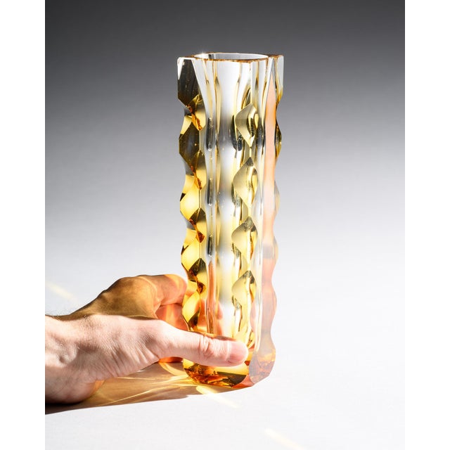 Glass Optic Cut Glass Vases by Oldřich Lipa Lipsky for Exbor, Czechoslovakia, 1960s, Set of 2 For Sale - Image 7 of 18