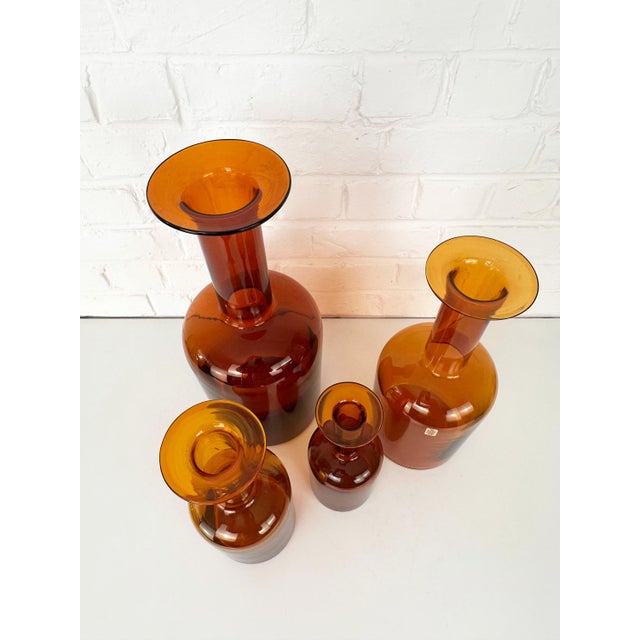 1970s Amber Floor Vase Vases by Otto Brauer for Holmegaard, Denmark, 1960s, Set of 4 For Sale - Image 5 of 13