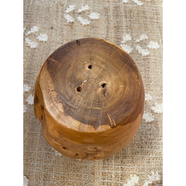 Wood Turned Teak Root Dry Vase Rounded Urn For Sale - Image 7 of 11