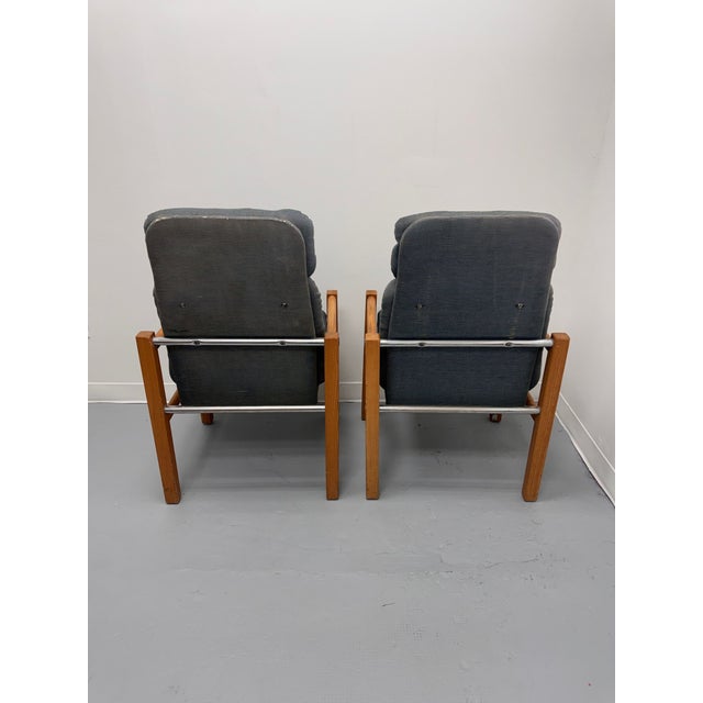 Vintage Danish Modern High-Back Lounge Chairs, Pair, C. 1970s For Sale In Miami - Image 6 of 13