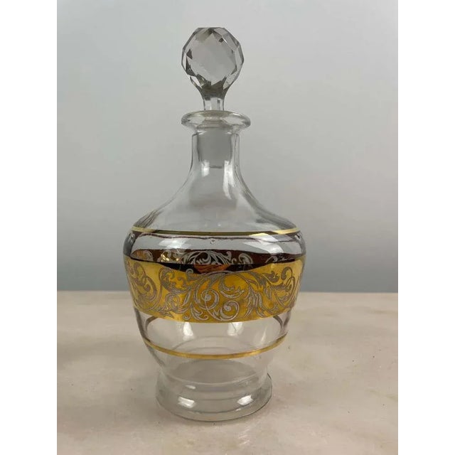 1950s Vintage Glass Carafe with Golden Decoration, 1950 For Sale - Image 5 of 11
