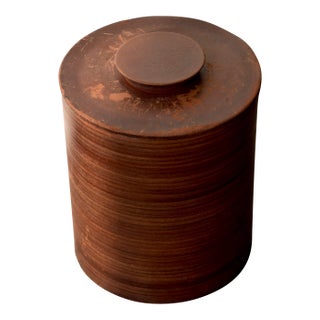 Vintage Stacked Leather + Cork Humidor / Vessel by Gardner-Kates, Circa 1950s For Sale