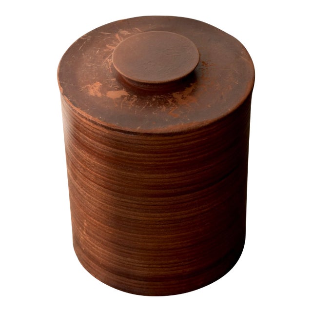 Vintage Stacked Leather + Cork Humidor / Vessel by Gardner-Kates, Circa 1950s For Sale