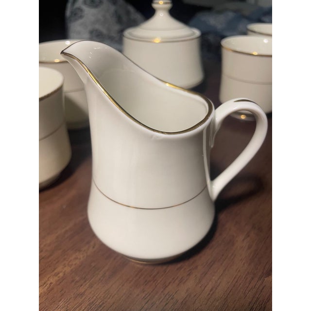 Vintage Royal Limited Golden Ivory Porcelain Coffee Set 8 Pieces Made in Japan Gold Trim For Sale - Image 4 of 5
