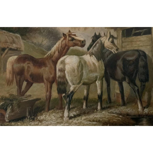 Victorian 19th Century Oil Painting of Horses With Gilt Frame by Biggs & Sons London For Sale - Image 3 of 10