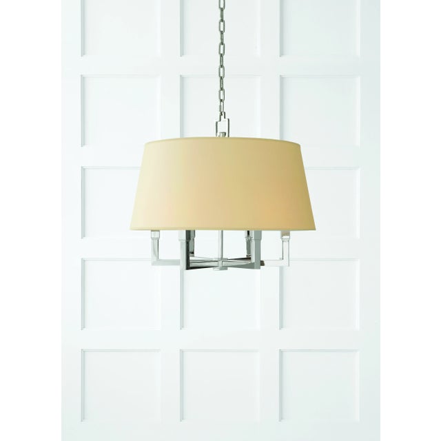 Square Tube Hanging Shade in Polished Nickel with Natural Paper Shade Designer: Chapman & Myers Canopy: 5.75" Square...