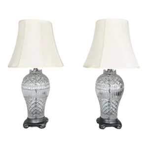 1960s Cut Crystal Table Lamps - A Pair