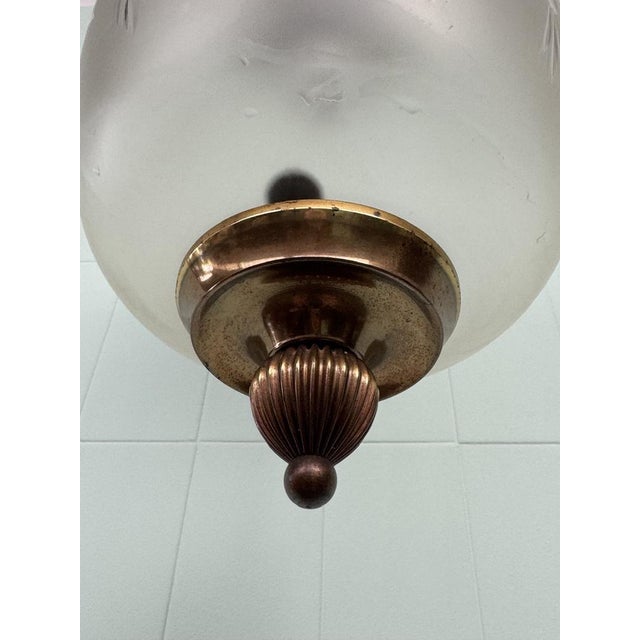 Metal Vintage Glass and Brass Lantern, 1960s For Sale - Image 7 of 15