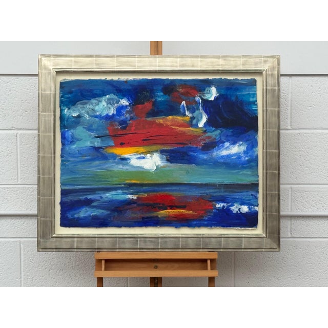 California Sunset - Blue, Red & Yellow Modern Abstract Landscape Seascape Art 1997 For Sale - Image 15 of 16