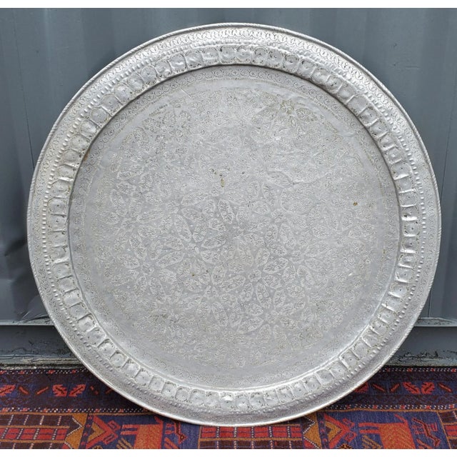 1980s Moroccan Silver Tray/Table Top For Sale In Orlando - Image 6 of 7