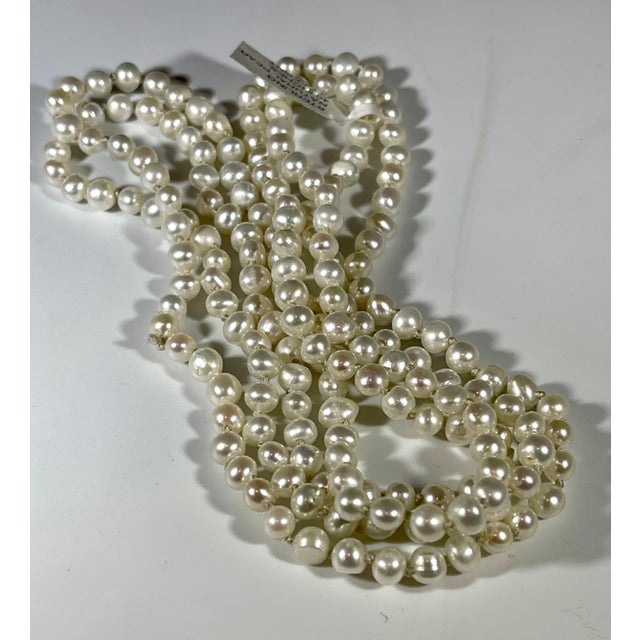 Fresh Water Round Pearl Single Strand Necklace, Opera Length For Sale - Image 14 of 18