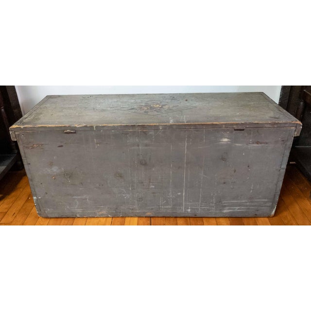 19th Century Paint Decorated Blanket Chest With Later Nautical Ship Painting For Sale In New York - Image 6 of 16