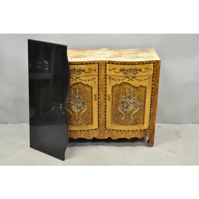 Contemporary French Country Style Marble Top Painted Server Console Cabinet For Sale - Image 13 of 15