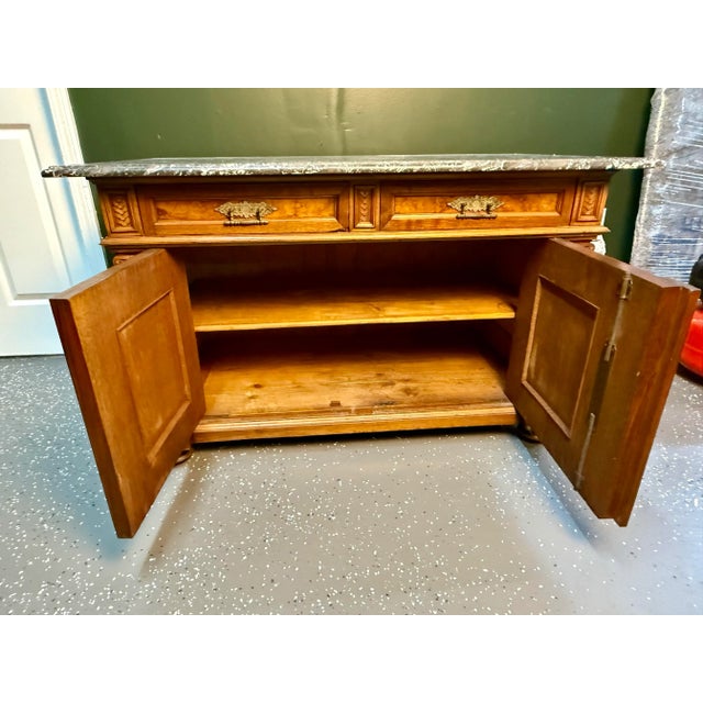 Early 19th Century French Antique Marble Top Walnut Sideboard For Sale - Image 5 of 12
