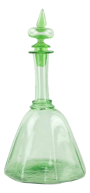 Vintage European Green Art Glass Decanter, 1930s