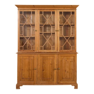 Country English Georgian Style Pine Astral Glazed Bookcase For Sale