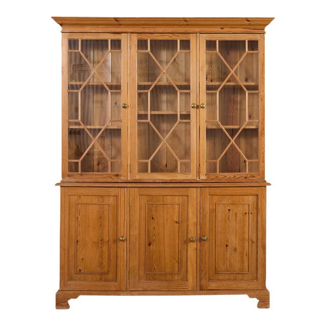 Country English Georgian Style Pine Astral Glazed Bookcase For Sale