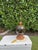 Metal Vintage Maitland-Smith Faux Marble and Gilt Rope Motif Table Lamp With Pleated Shade For Sale - Image 7 of 12