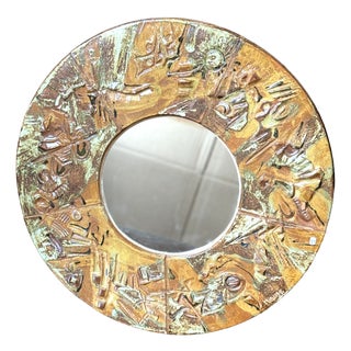 Vintage Stoneware Mirror by Annie Maume, 1980s For Sale