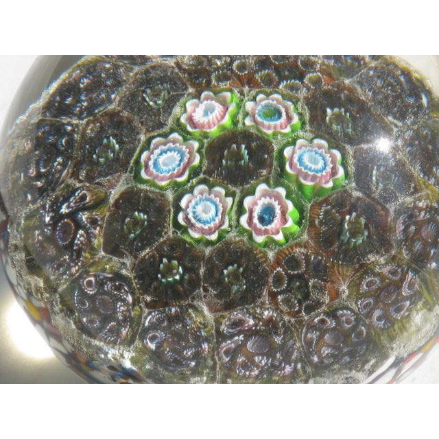 Mid-Century Modern Paperweight Vintage Millefiori Art Glass Hand Made For Sale - Image 3 of 16