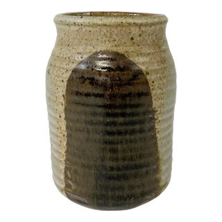 Vintage Two Tone Studio Pottery Vase Vessel For Sale