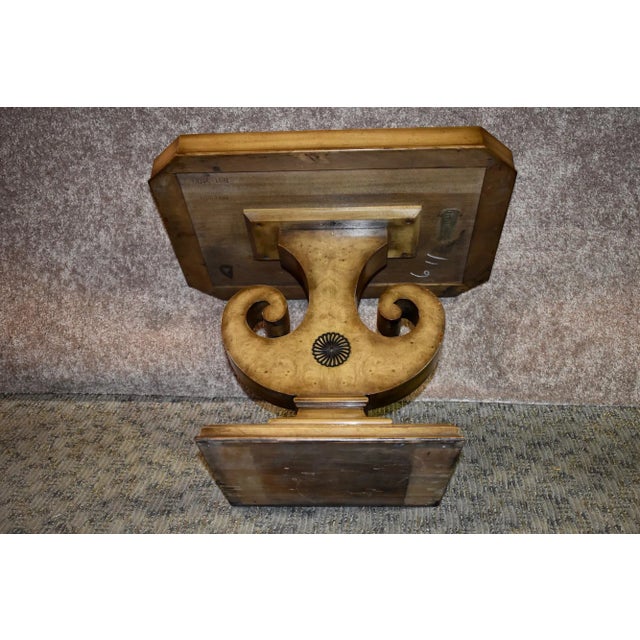 Weiman Burl Wood Side Table Kameo Neo Classic Inlaid Pedestal End Stand For Sale In Philadelphia - Image 6 of 12
