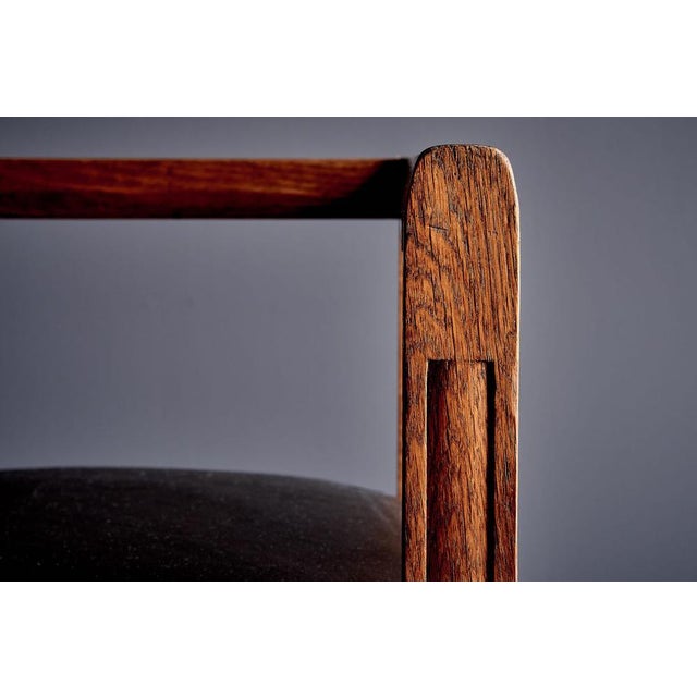 Art Deco Armchair in Oak with Upholstered Black Leather, France, 1920s For Sale - Image 12 of 15