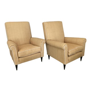 Vintage Mid Century Italian Raffia Armchairs- A Pair For Sale