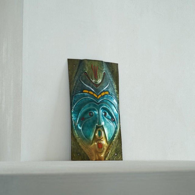 Enameled Mask by Franco Bastianelli for Laurana Pesaro, 1950s For Sale - Image 4 of 10