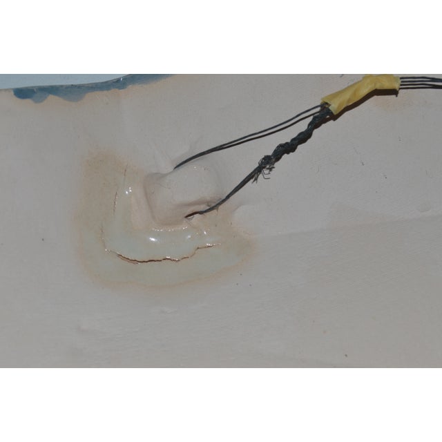 Teal 1980s Anne Lindstrom Postmodern Biomorphic Sculpture Ceramic Tile Wall Plaque Hanging For Sale - Image 8 of 9