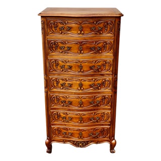 Louis XV Style Chest of 7 Drawers with Engraving, 1960s For Sale