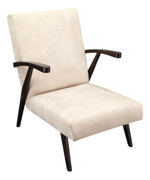 Mid-Century Cream Velvet Lounge Chair, Former Czechoslovakia, 1960s