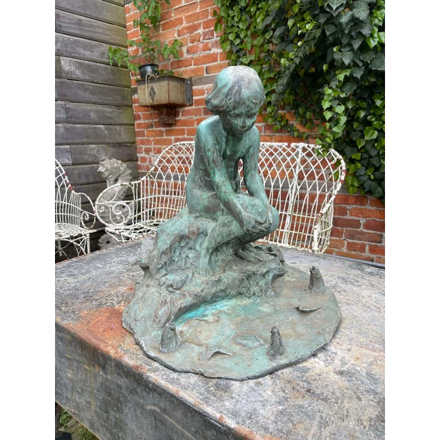 Early 20th Century At the Water’s Edge (1914) by Edward Berge – Antique Bronze Sculpture (Roman Bronze Works) Fountain For Sale - Image 5 of 15