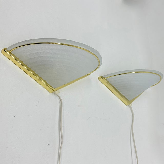 Vintage Glass Wall Lamps with Gold Holders, 1970s, Set of 2 For Sale - Image 11 of 18