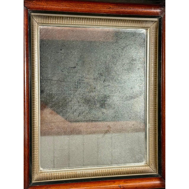 Antique 19th Century Victorian Eastlake Walnut Deep Well Mirror With Lemon Gold Gilt Liner For Sale - Image 4 of 12