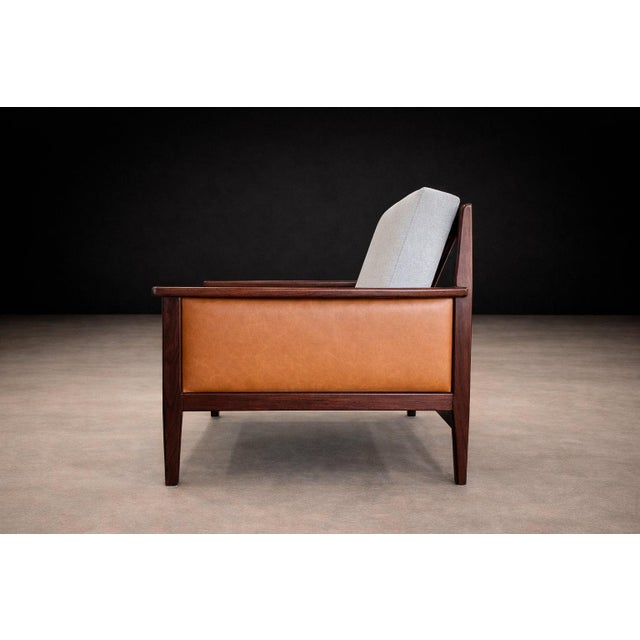 Brazilian Modern Armchair in Rosewood, Leather & Linen, Fatima, 1960s For Sale - Image 10 of 12