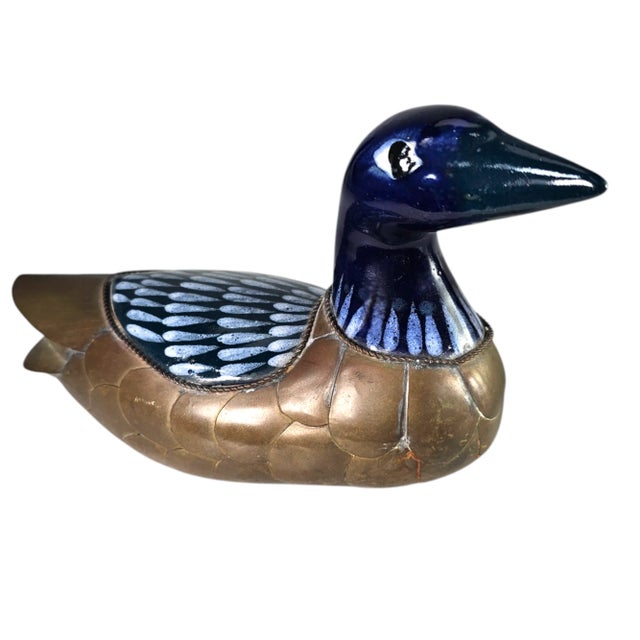 1980s Tonala Brass Duck Figurines Talavera Mexican Folk Art Set of 3 For Sale - Image 5 of 11