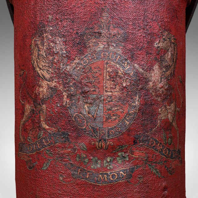 Red Antique Decorative Stick Stand, English, Leather, Basket, Storage Bin, c.1920 For Sale - Image 8 of 9