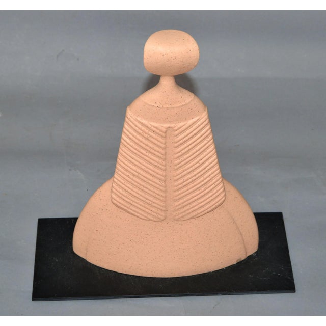 Lineasette Italy Ceramic Lady Hat Figurative Sculpture Slate Base For Sale - Image 9 of 13