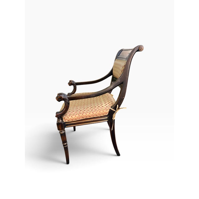 2000 - 2009 Theodore Alexander Regency Style Carved Lion Head Mahogany Armchair For Sale - Image 5 of 15