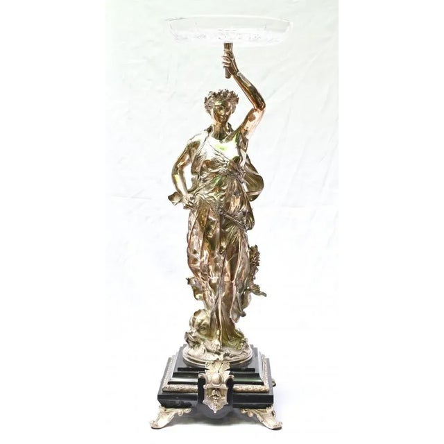Wonderful pair of French bronze figurines with silver plate finish These are after Gregoire and are signed on the base -...