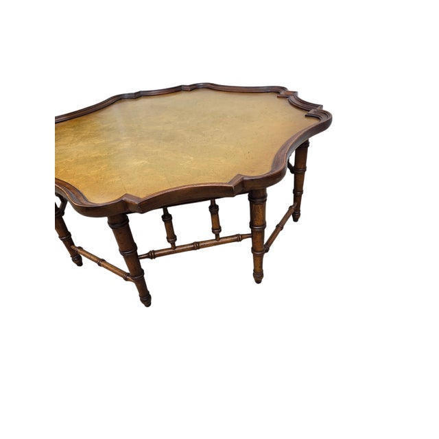 Vintage Faux Bamboo Coffee Table Gold Leaf Italian Regency For Sale - Image 4 of 15