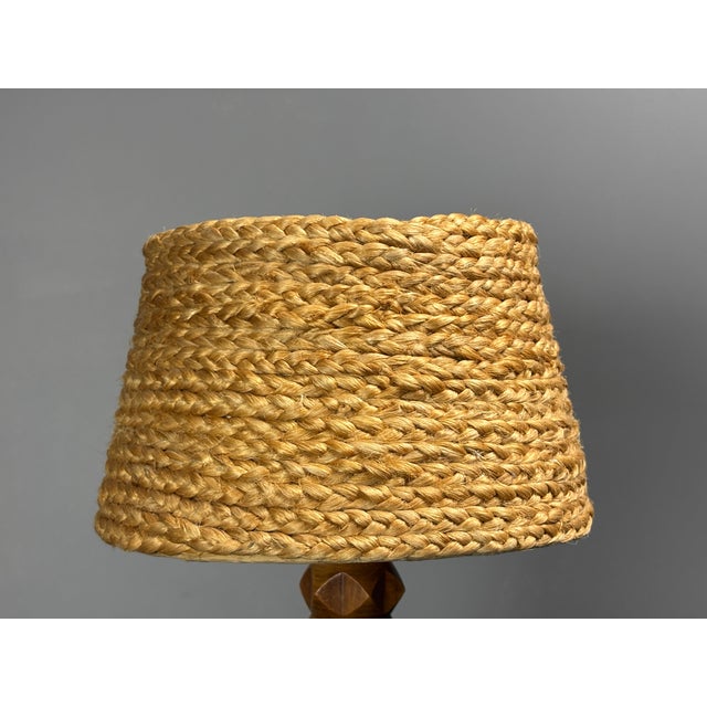 Mid-Century Modern French Brutalist Turned Wood Table Lamp in the style of Charles Dudouyt, 1950s For Sale - Image 9 of 17